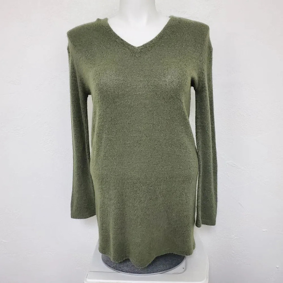 PIKO 1988 | Green V-Neck Knit Tunic Top Small - Picture 2 of 8